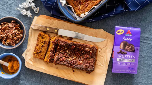 Low Carb Pumpkin Bread with Chocolate Pecan Ribbon