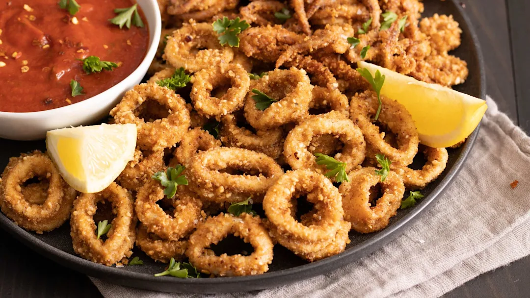 fried-hazelnut-crusted-calamari-with-spicy-tomato-sauce
