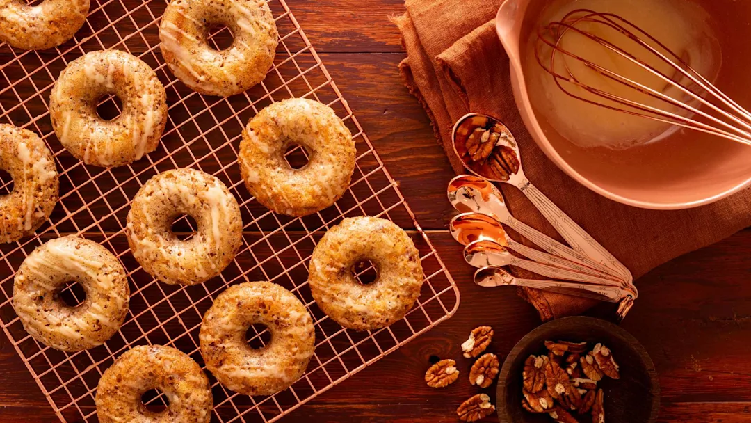 keto-cinnamon-pecan-donuts-with-maple-glaze
