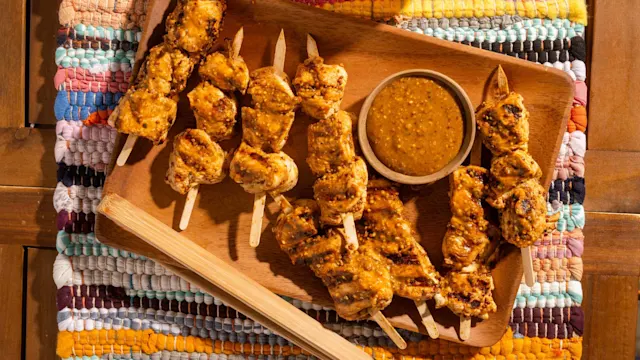 Keto Double Mustard Chicken Skewers