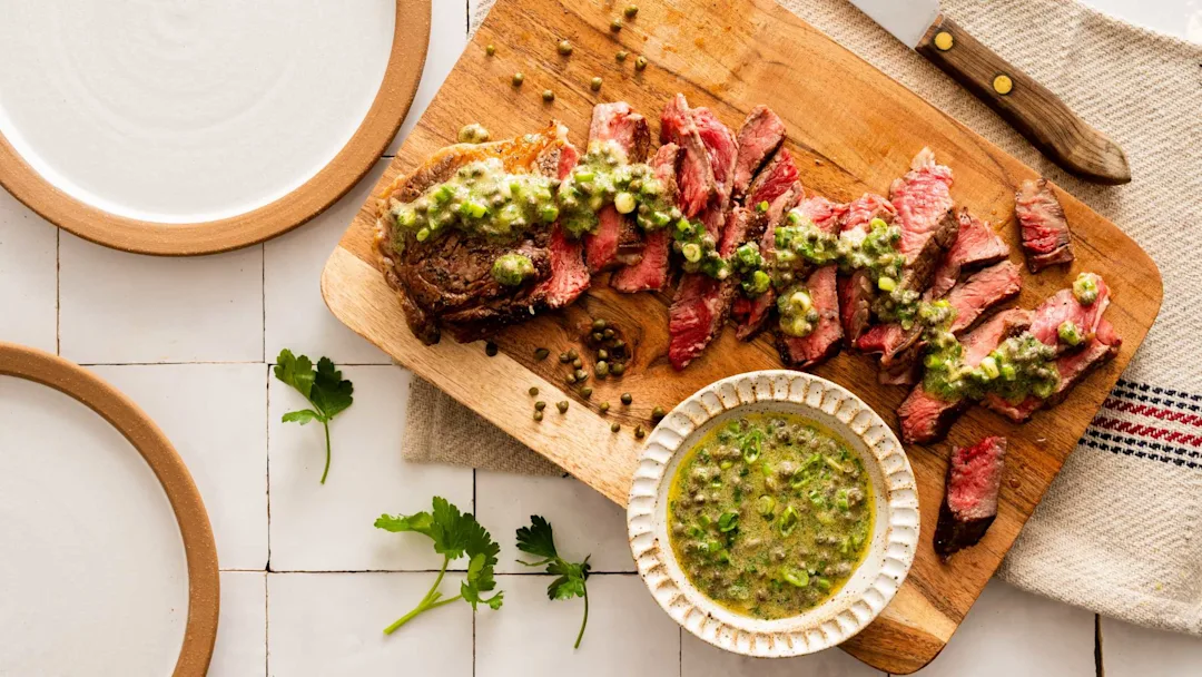 steaks-with-green-onion-and-caper-sauce